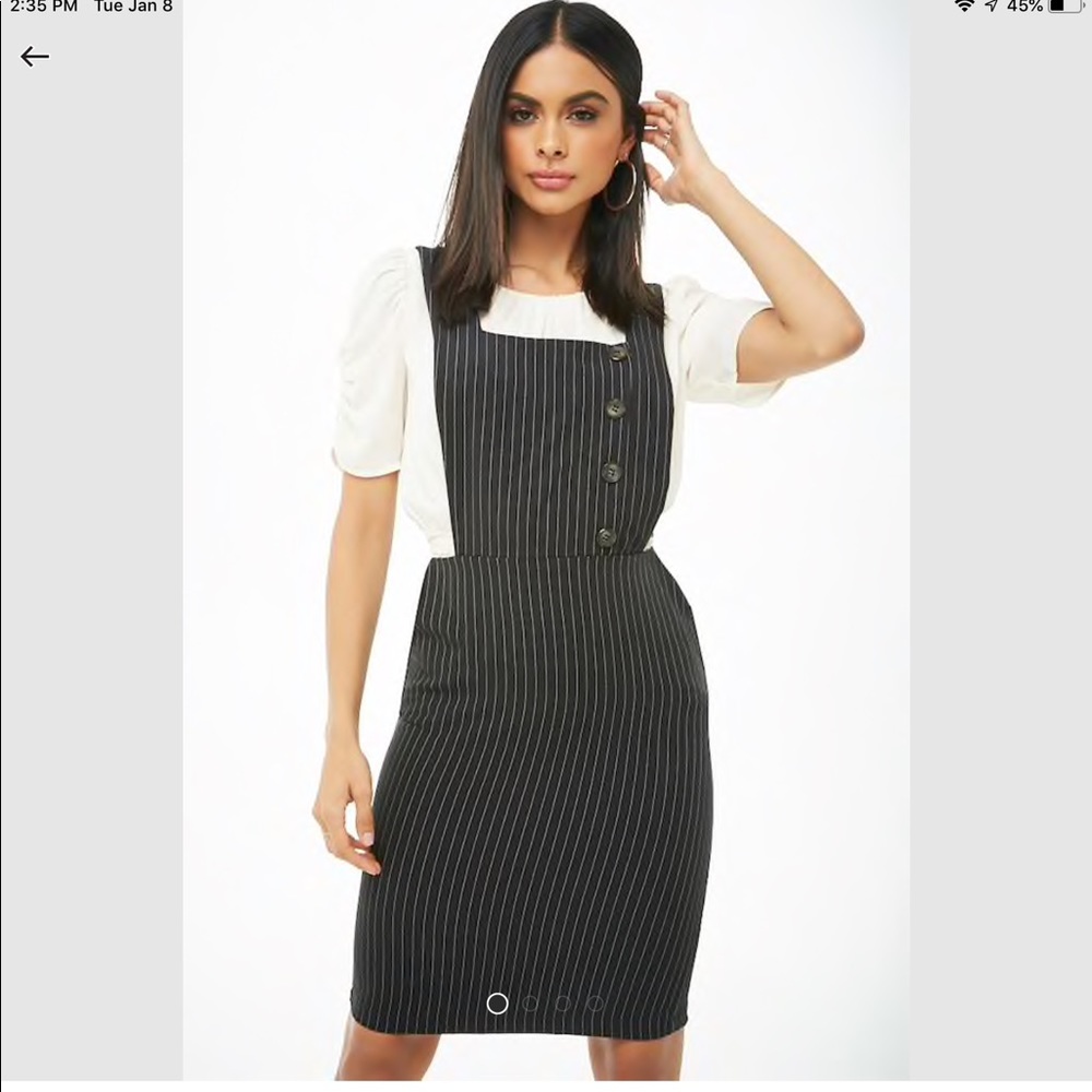 Pinstriped Mini Overall Dress